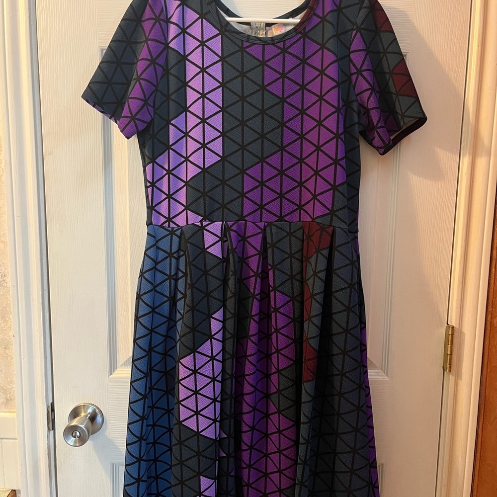 LuLaRoe Purple and Blue Geometric Dress